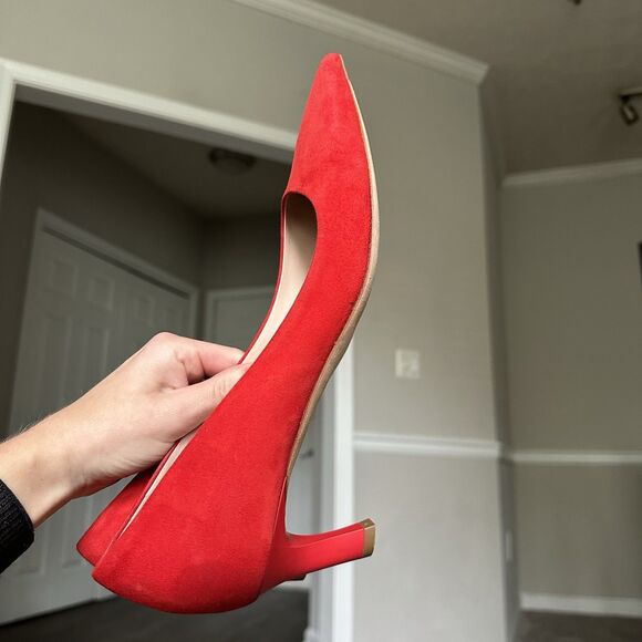 M.M. Lafleur The Lillian Pump - Italian Suede Red Heels Women’s EU 40 US 9/9.5 - Picture 3 of 14